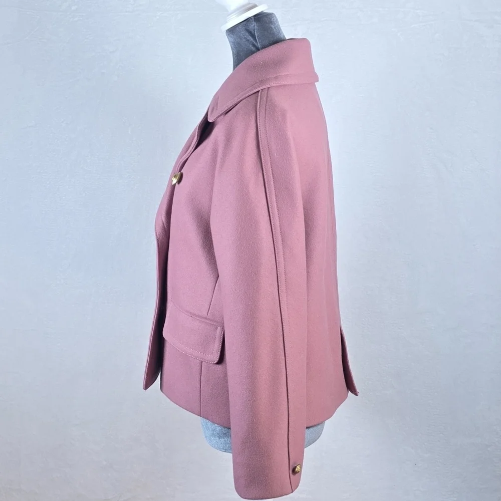 J.Crew Italian Melton Wool Cropped Peacoat Old Money Double Breasted Blazer Sz.2 - Picture 7 of 16